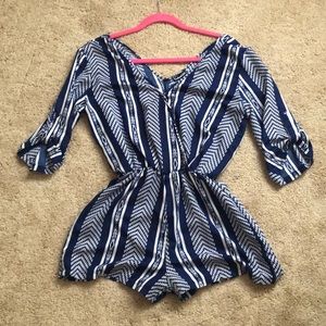 Blue pattern romper